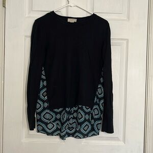 Tunic sweater/blouse mixed material shirt